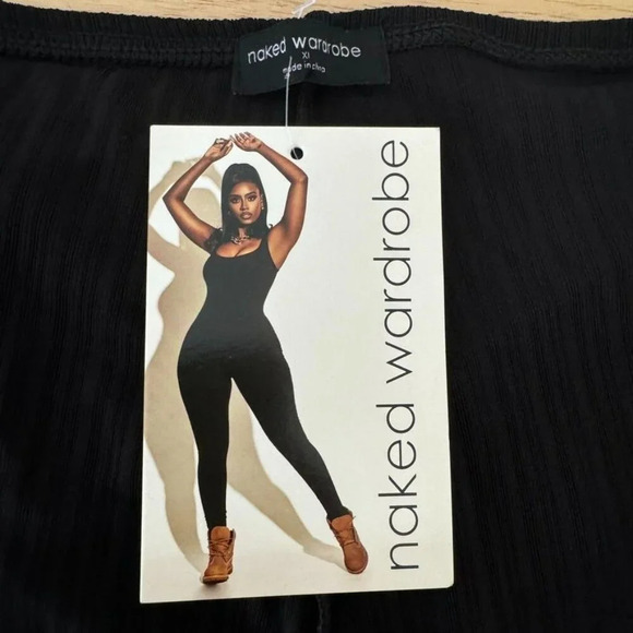 Naked Wardrobe Black Monochromatic Textured Stripe High Waist Bootcut Pants - Picture 8 of 10